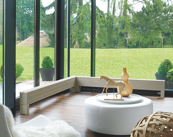 Zehnder_RAD_Radiavector-HY_cream_livingroom_print+web Rendering Zehnder Radiavector Decorative radiator Angled view