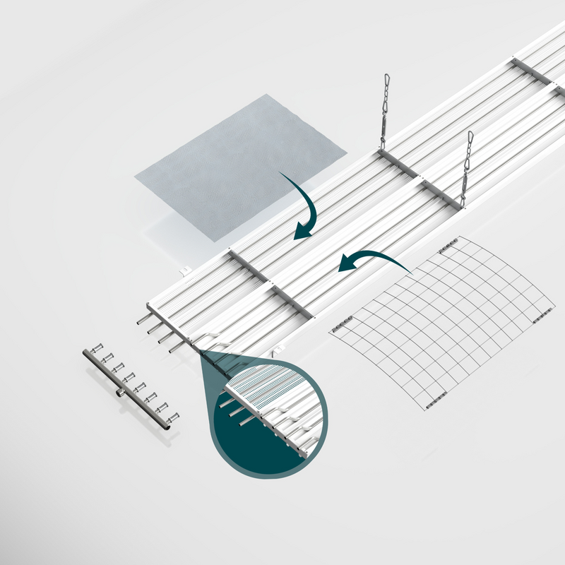 Cut-Out Zehnder ZFP Heating and cooling ceiling system Angled view