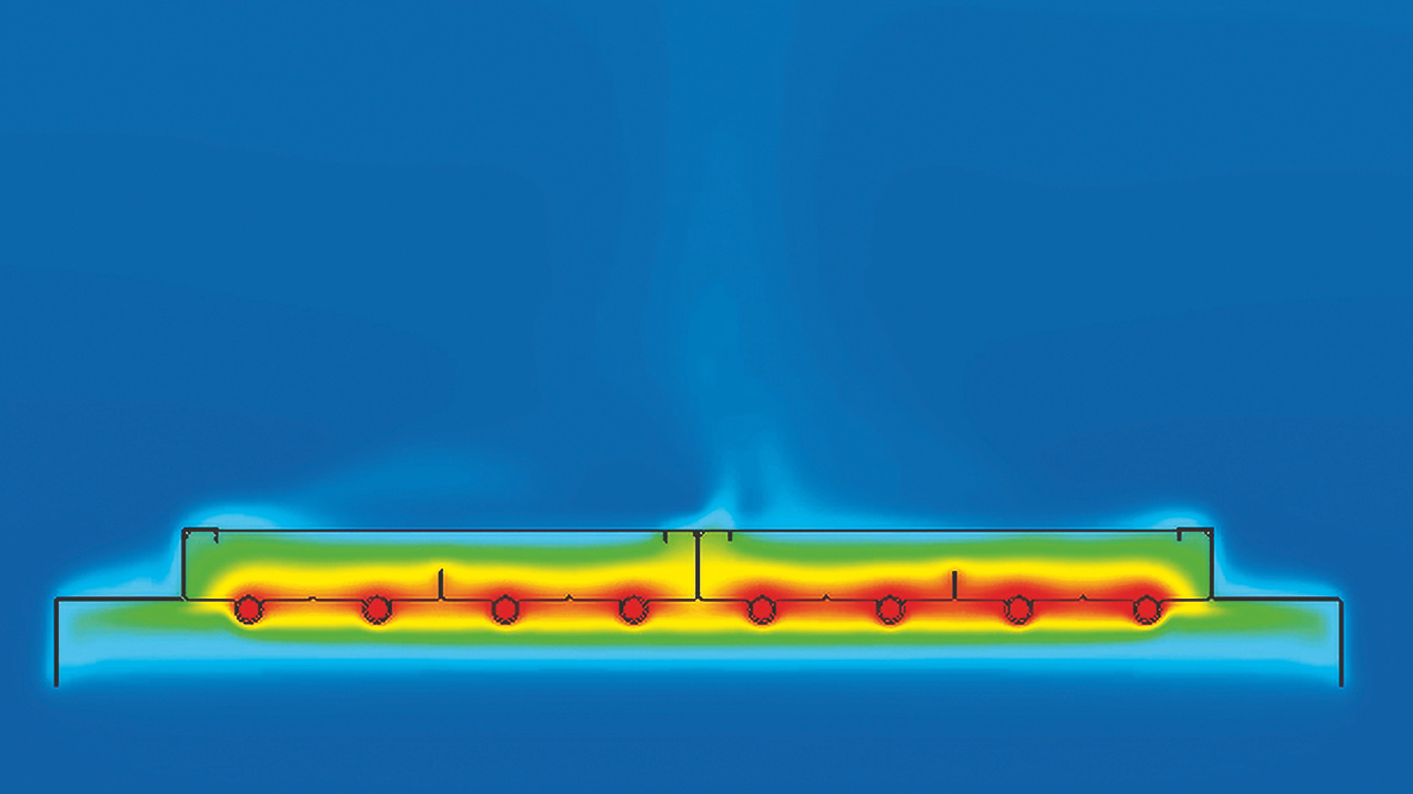 Illustration Zehnder ZFP Heating and cooling ceiling system Side view