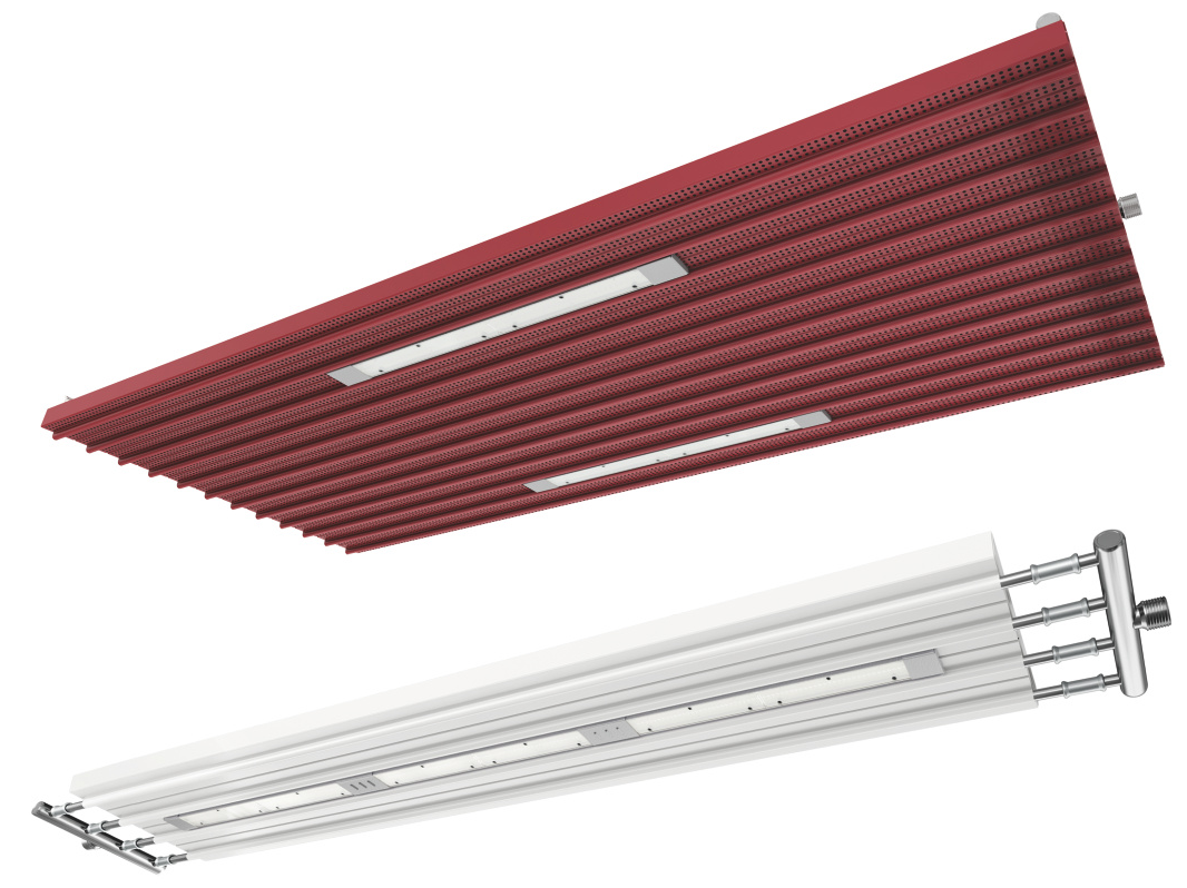 Rendering Zehnder ZIP Heating and cooling ceiling system Angled view