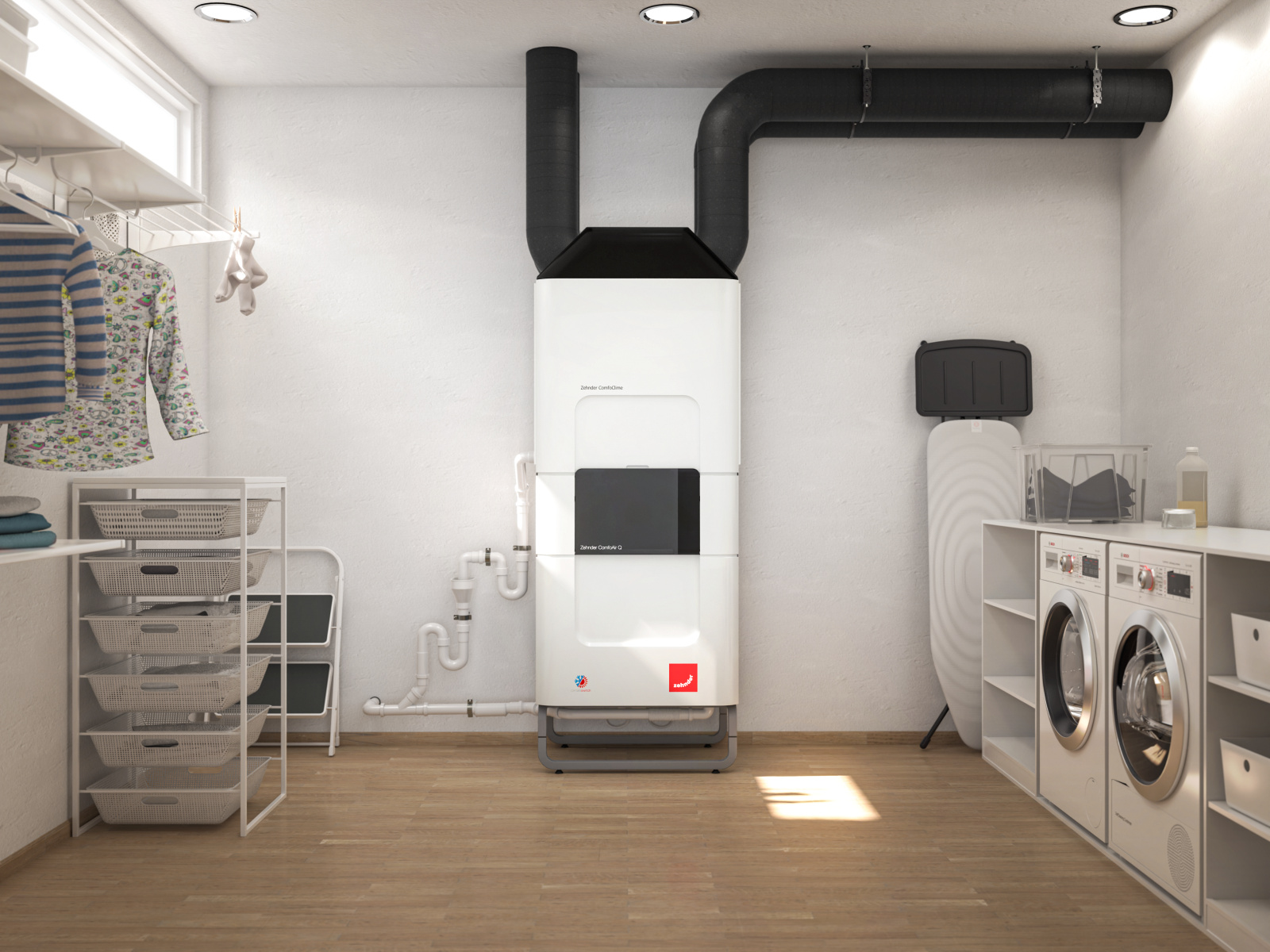Rendering Zehnder ComfoClime Q Comfortable indoor ventilation Front view