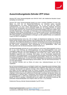 Ausschreibungstexte Deckenstrahlplatte Zehnder ZFP Urban